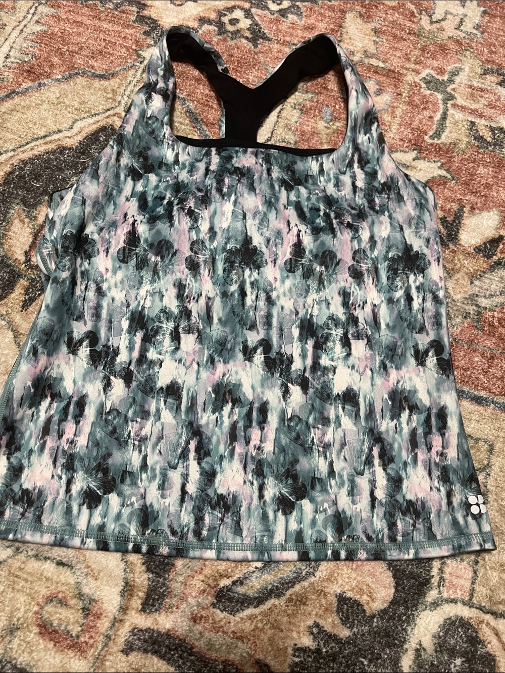 Sweaty Betty Floral Racerback Tank in Teal, Black and Pink